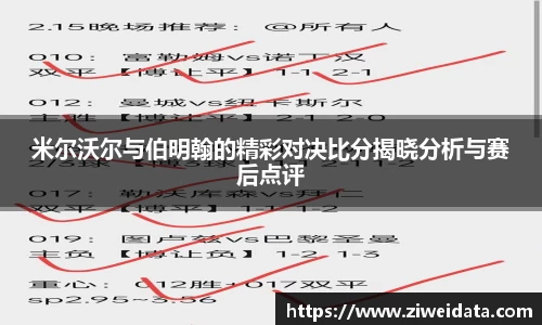 米尔沃尔与伯明翰的精彩对决比分揭晓分析与赛后点评